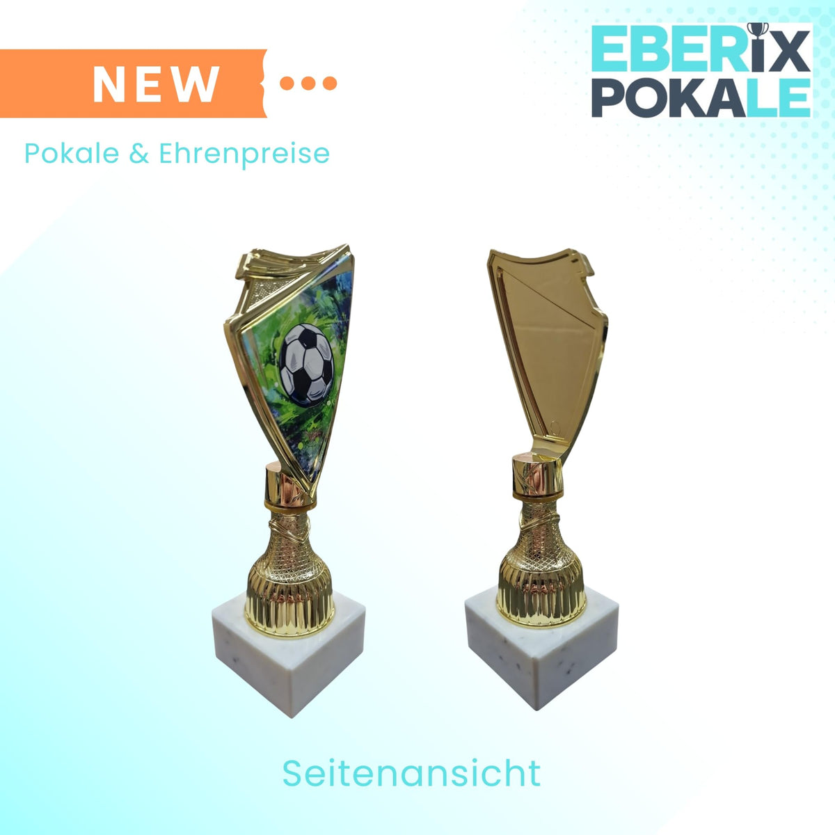 Fussball Pokal 18,5 cm in Gold - Trophaee mit Gravur & Marmorsockel