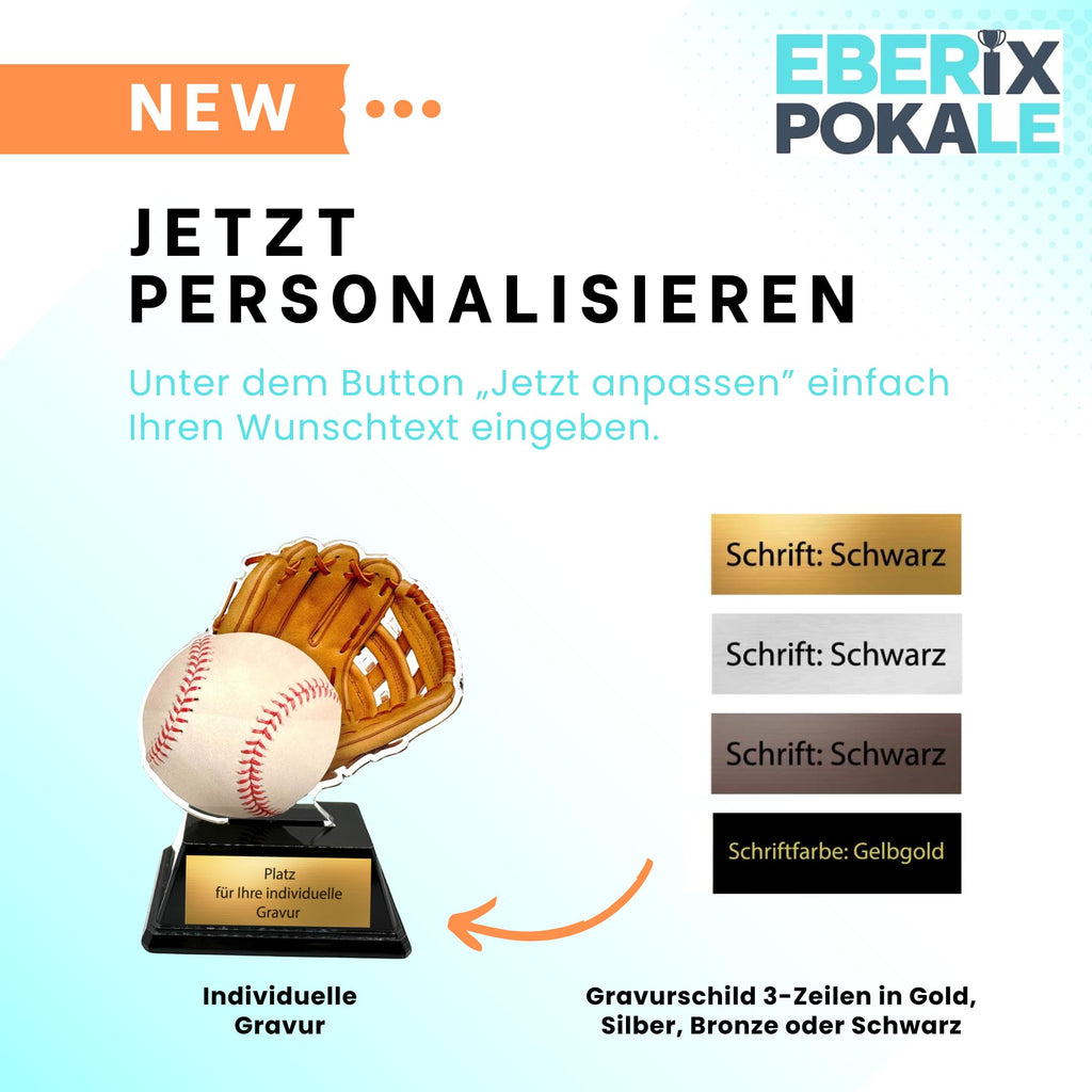 XS Acryl Baseball Pokal 10 cm - Trophäe Award mit Gravurschild