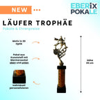 eberix · Laufsport Pokal · mit Wunschgravur · Trophäe mit Läufer-Motiv · Siegerpokal für Marathon, Volkslauf, Sportfest, Vereinsmeisterschaft · personalisierbar ·