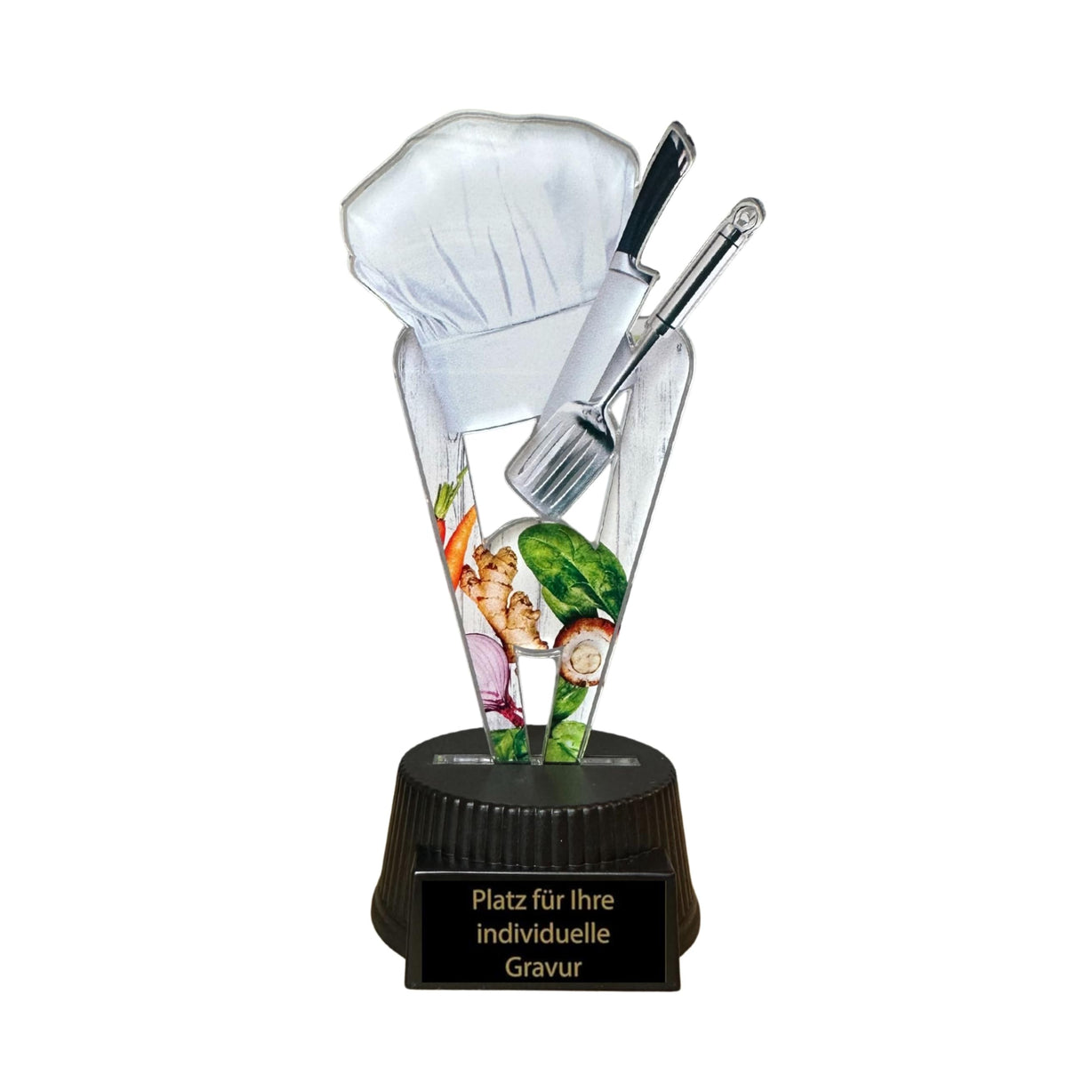 Acryl Kochpokal 15 cm mit Gravurschild - Pokal für Kochwettbewerbe & Events