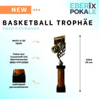 eberix · Basketball Pokal · mit Wunschgravur · Trophäe mit Korb & Ball Motiv · Siegerpokal für Basketballturnier, Vereinsmeisterschaft, Streetball · personalisierbar ·