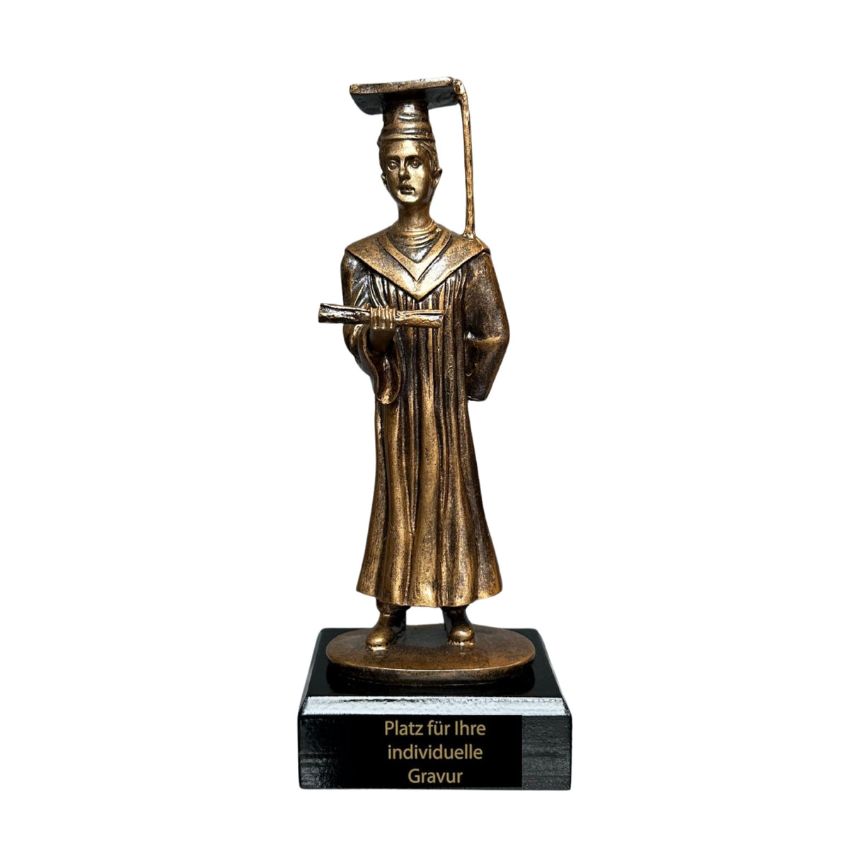 23 cm Abiturienten Trophäe - Resin Pokal in Bronze-Optik für Abifeier