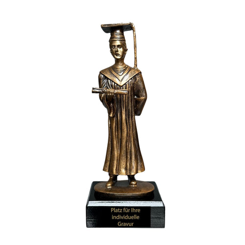 23 cm Abiturienten Trophäe - Resin Pokal in Bronze-Optik für Abifeier
