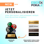 XS Billard Pokal 9 cm - Acryl Trophäe mit Gravur und Billardkugel Motiv