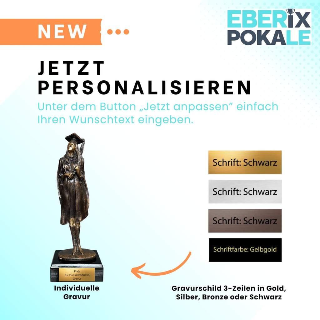 Resin Pokal für Abiturientinnen - 25,5 cm Award mit Gravur für Abschluss