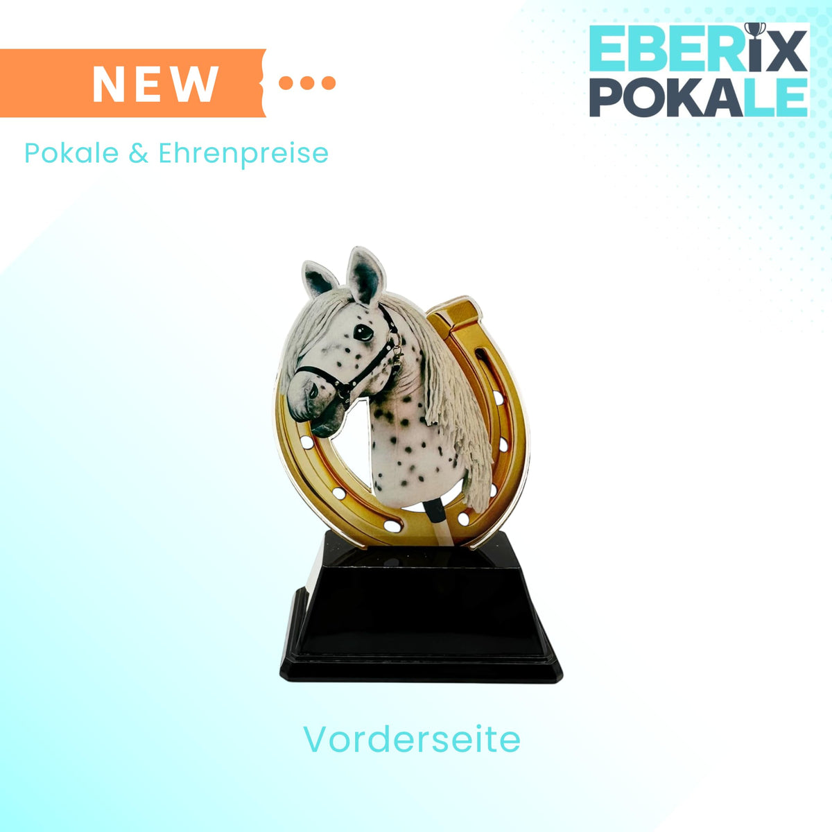 XS Acryl Hobby Horsing Pokal 10 cm - Trophäe Award mit Pferdekopf Motiv