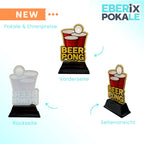 EBERiX POKALE – Beer Pong Acryl Pokal 15 cm hoch – Trophäe mit Gravurschild – Award für Partyspiele & Fun Events – personalisierbar