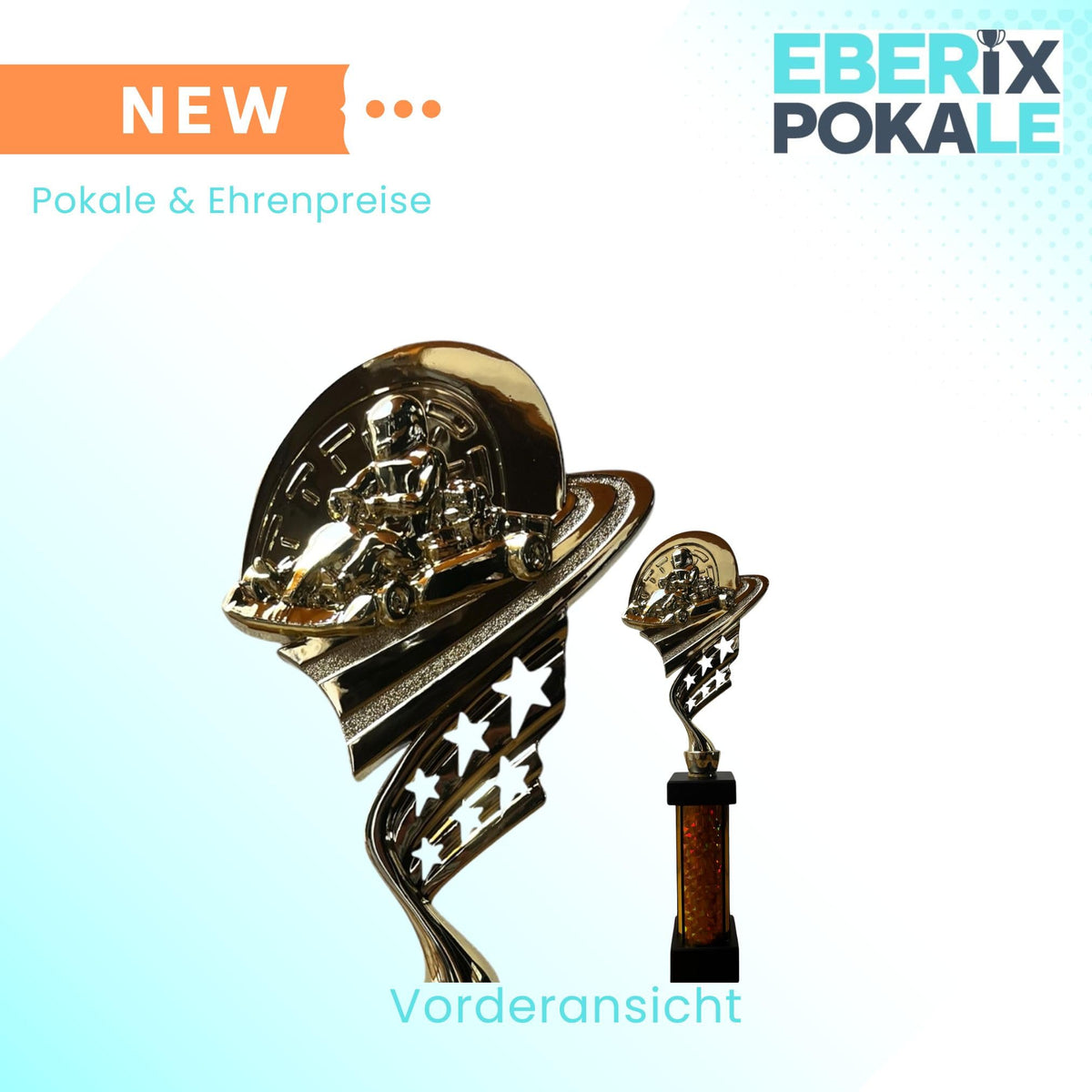 eberix · Go-Kart Motorsport Pokal · mit Wunschgravur · Kart Racing Trophäe · Siegerpokal für Rennen und Motorsport-Wettbewerbe · personalisierbar ·