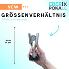 EBERiX POKALE – Pokal 15 cm mit Gravur auf Marmorsockel – wählbar in Gold Silber Bronze – personalisierte Kunststoff Trophäe – Award für Turniere & Events – einzeln oder als 3er-Set