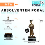 23 cm Abiturienten Trophäe - Resin Pokal in Bronze-Optik für Abifeier