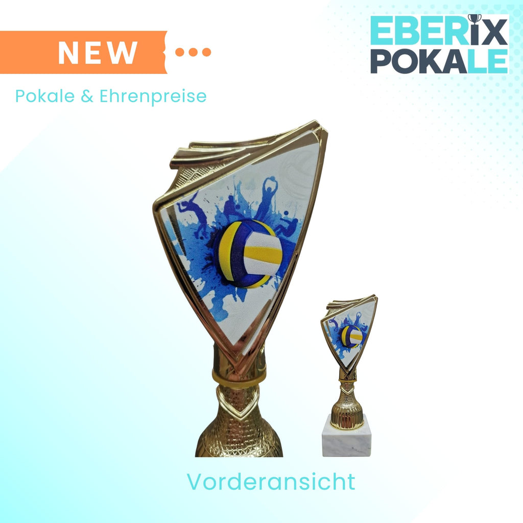 18,5 cm Volleyball Pokal Trophäe - Gold Award mit Marmorsockel & Gravur