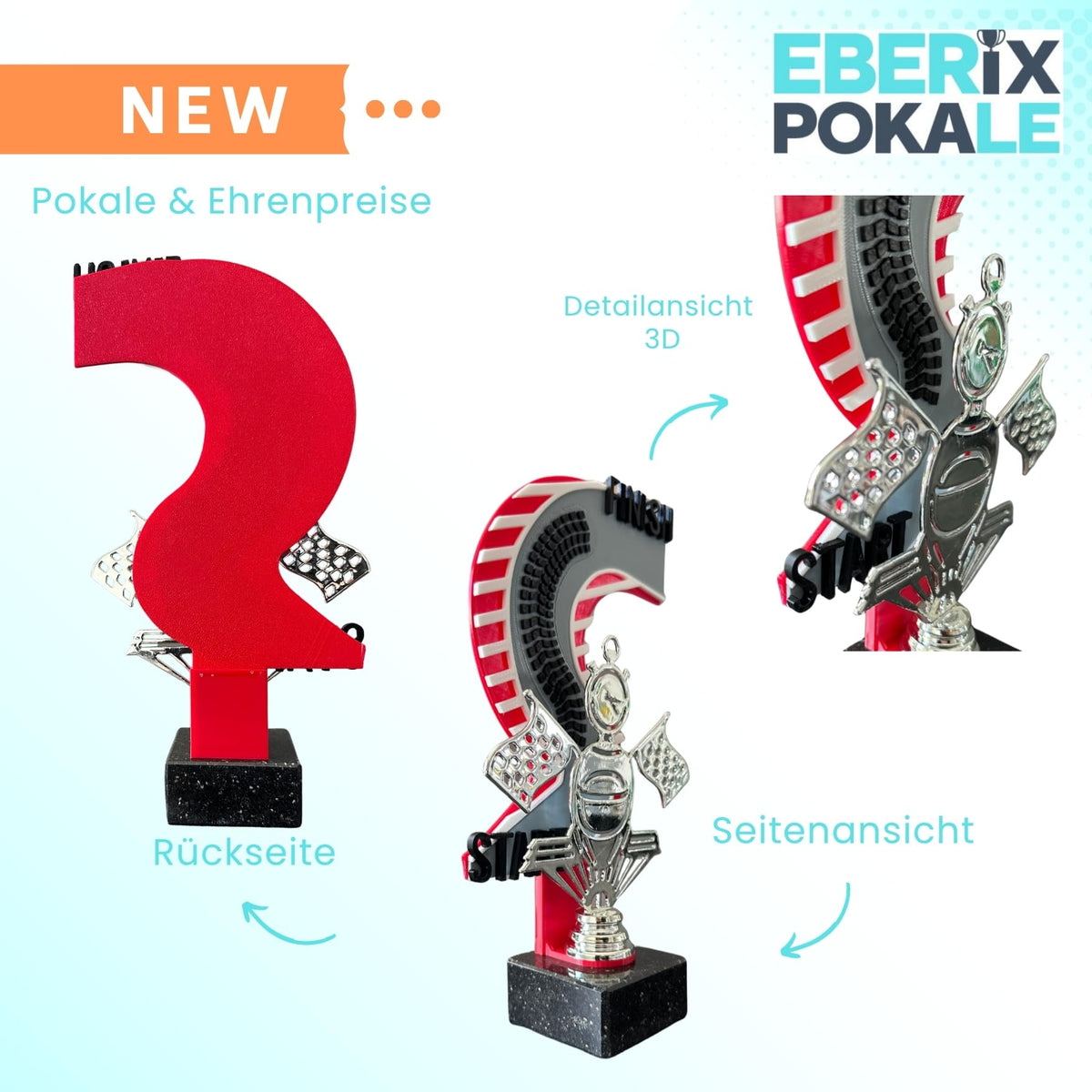 Motorsport Trophäe 27,5 cm Metallfigur mit 3D-Motiv & Wunschgravur
