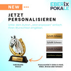 XS Acryl Hobby Horsing Pokal 10 cm - Trophäe Award mit Pferdekopf Motiv