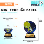 EBERiX POKALE – XS Padel Pokal aus Acryl, 10 cm – moderne Trophäe mit Ball-Motiv & Gravurschild, Sockel aus Kunststoff – Padelcup für Kinder & Erwachsene