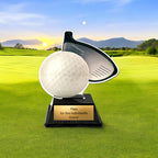 10,5 cm Golf Pokal - XS Acryl Trophäe Award mit Gravurschild - Gold