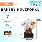 Backpokal 13,5 cm aus Holz - Trophäe für Backwettbewerb mit Cupcake Motiv