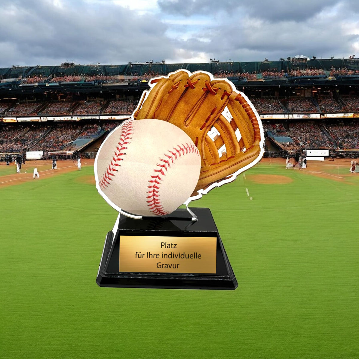 XS Acryl Baseball Pokal 10 cm - Trophäe Award mit Gravurschild