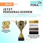 Henkelpokal Gold 26,5cm | Ehrenpokal | Wunschemblem | Gravur | 550g