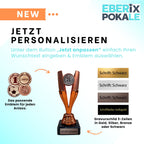 EBERiX POKALE – Pokal 15 cm mit Gravur auf Marmorsockel – wählbar in Gold Silber Bronze – personalisierte Kunststoff Trophäe – Award für Turniere & Events – einzeln oder als 3er-Set