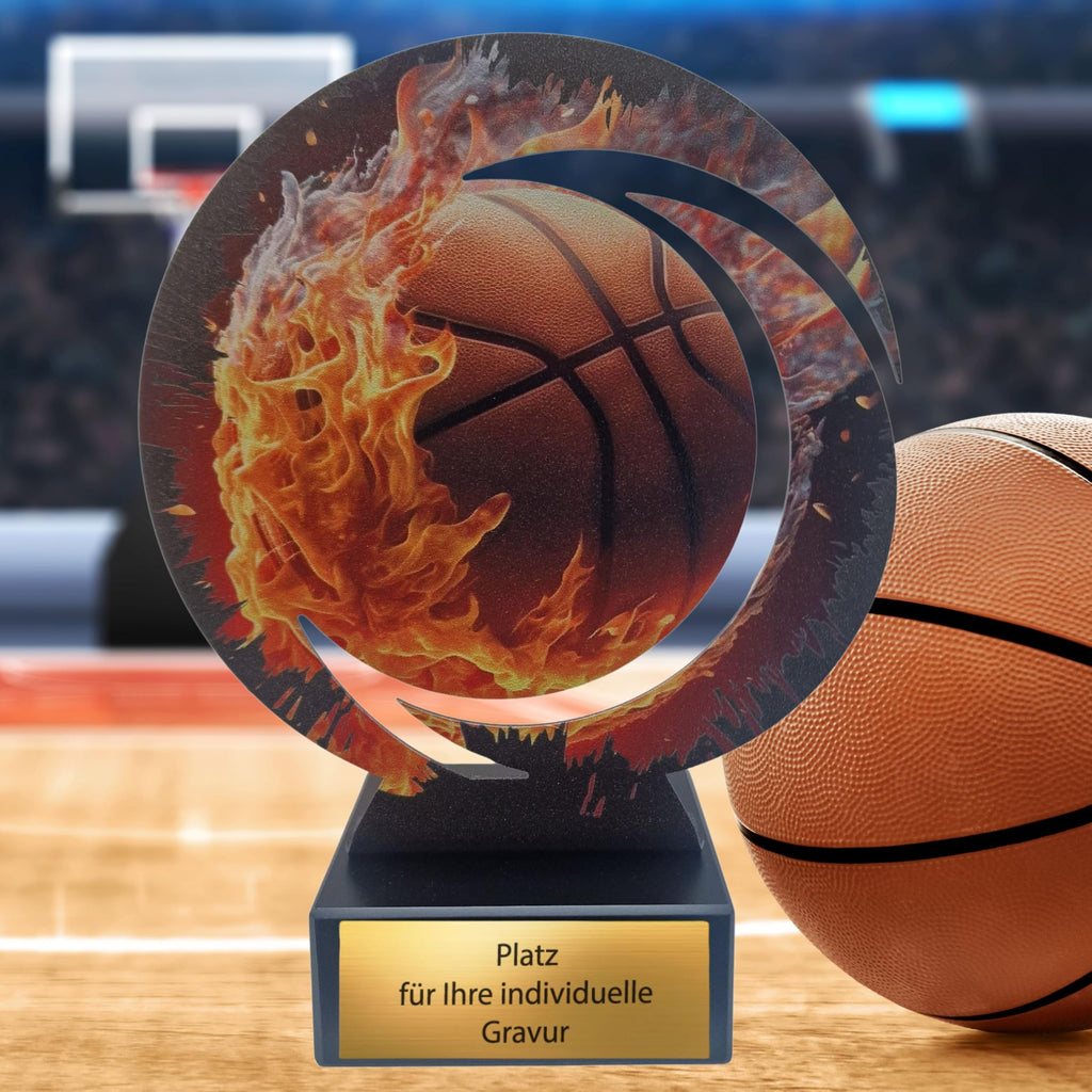 EBERiX POKALE – Basketball Award aus Metall 18 cm hoch – Basketball Motiv Trophäe mit Gravurschild – kein Plastik – Pokal für Turniere Wettkämpfe Siegerehrung Sportevents