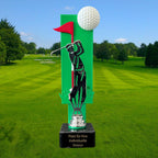 Golfpokal 25 cm Metallfigur mit Wunschgravur & 3D-Hintergrund