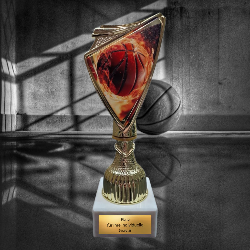 Basketball Pokal 18,5 cm - Trophäe mit Wunschgravur & Marmorsockel