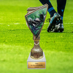 Fußball-Trophäe 18,5cm auf Marmorsockel - Pokal mit Wunschgravur & 2D-Motiv