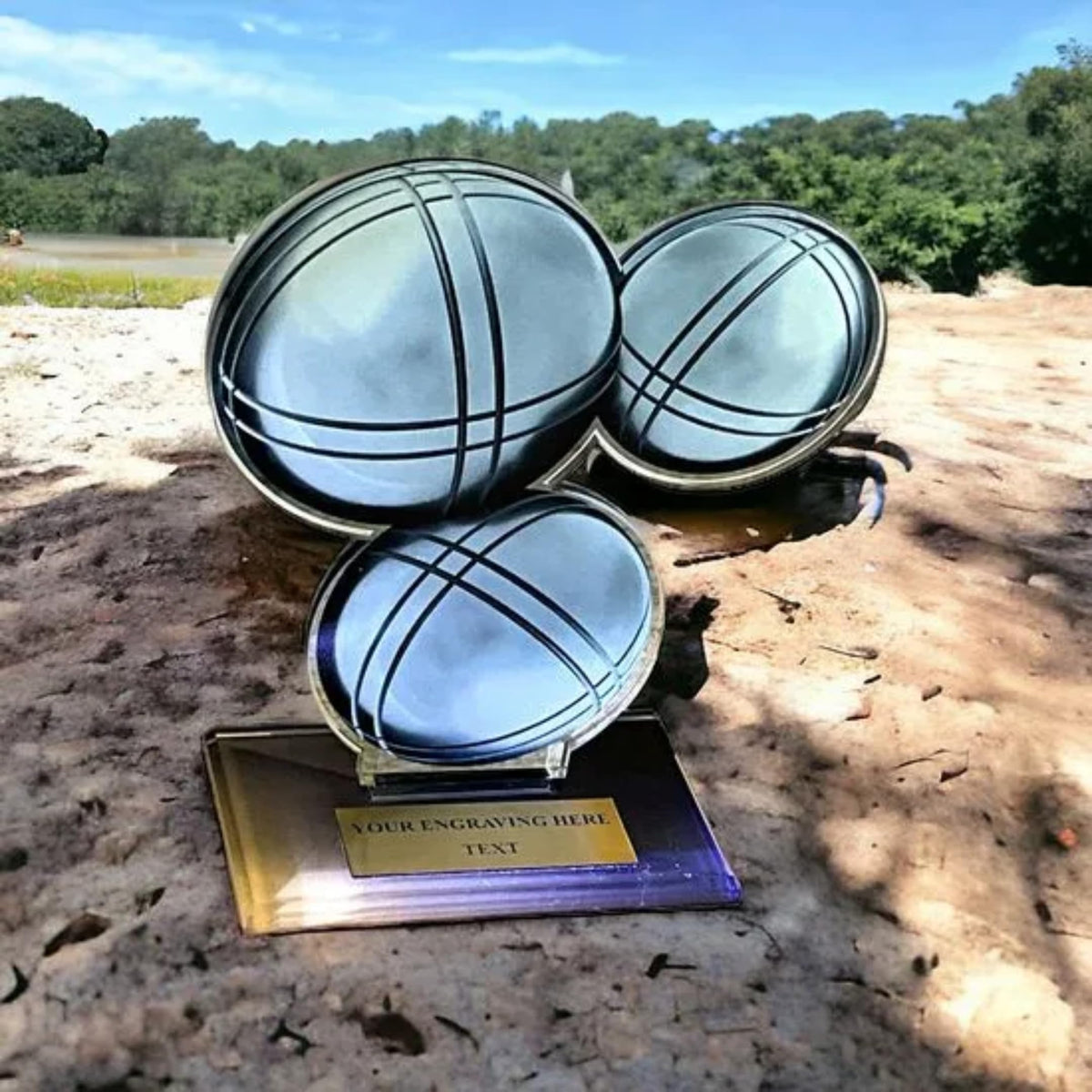 Acryl Boule & Pétanque Pokal - 2D Trophäe mit Gravur - Moderner Award