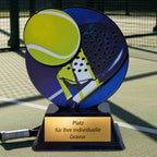 EBERiX POKALE – XS Padel Pokal aus Acryl, 10 cm – moderne Trophäe mit Ball-Motiv & Gravurschild, Sockel aus Kunststoff – Padelcup für Kinder & Erwachsene
