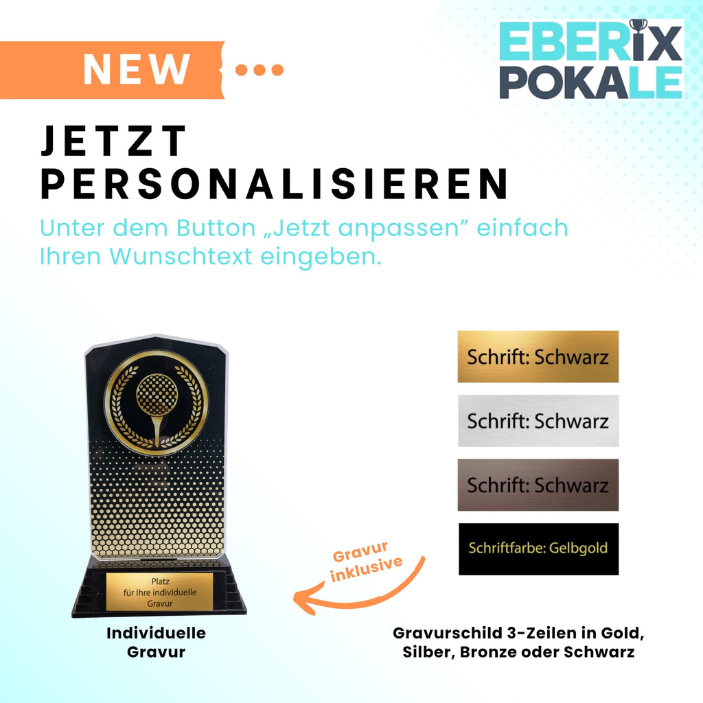 Golf Pokal 18,5 cm mit Gravur - Elegante Trophäe & Award aus Acryl