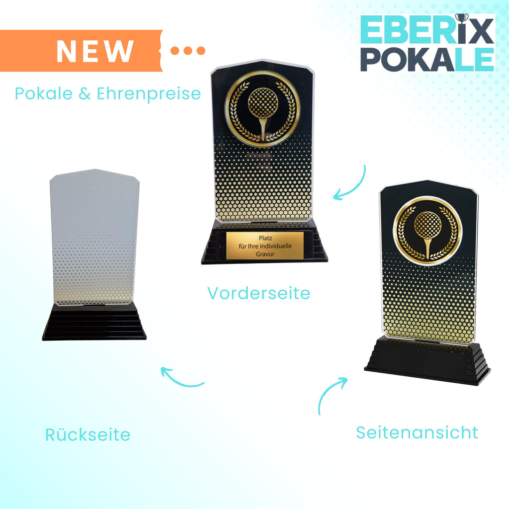 Golf Pokal 18,5 cm mit Gravur - Elegante Trophäe & Award aus Acryl
