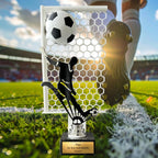 Fußball Pokal 27 cm Metallfigur mit Wunschgravur & 3D-Hintergrund