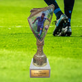 18,5 cm Fußball Pokal mit Wunschgravur - Spieler Trophäe Gold/Weiß Marmor