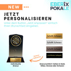 Dart Pokal 18,5 cm mit Gravurschild - Acryl Trophaee fuer Dartturniere