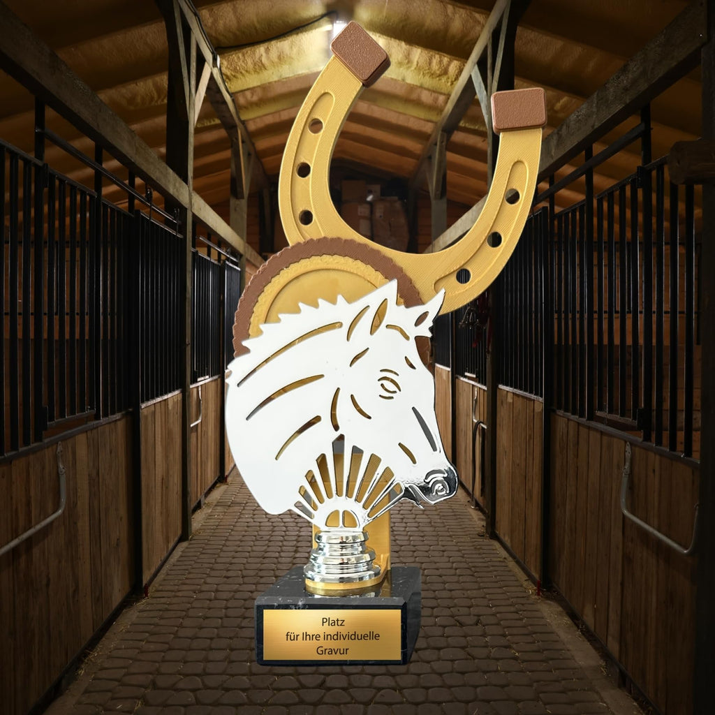 Reitsport Trophäe 27,5 cm Metallfigur mit 3D-Motiv & Wunschgravur